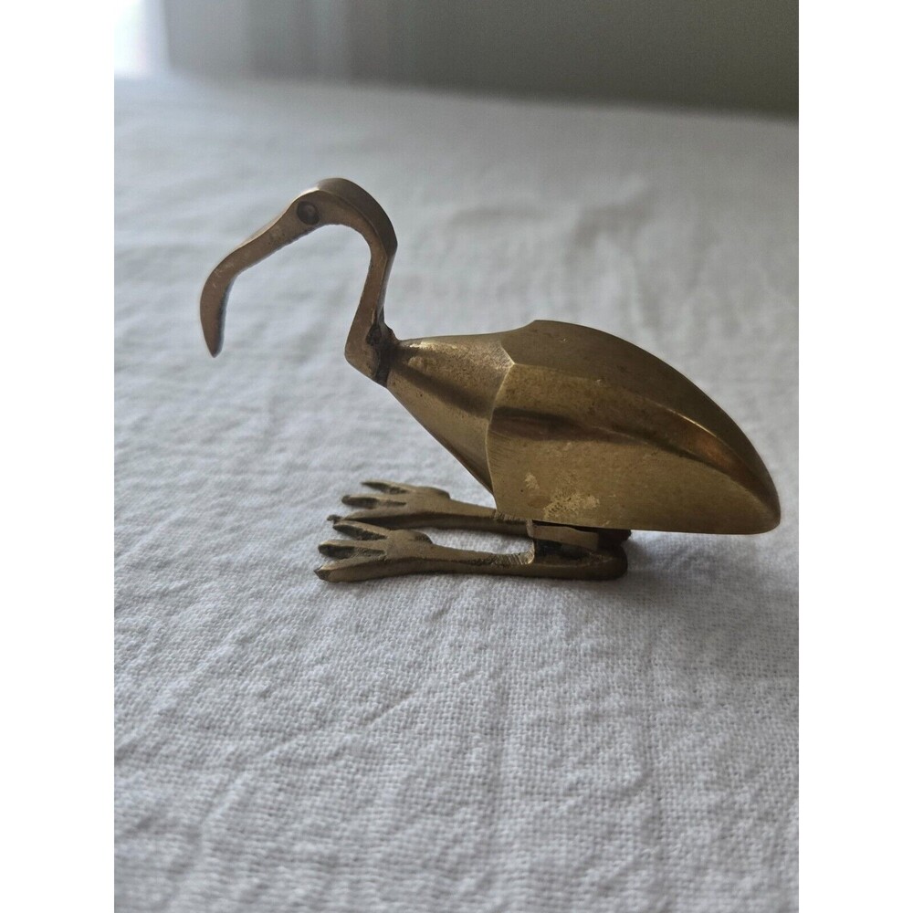Vintage Brass Crane MCM Bird Figurine Decorative Figurine 2"